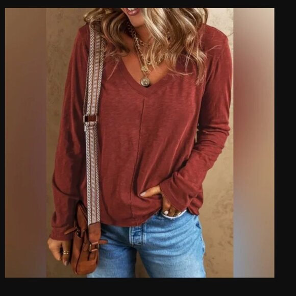 Z Supply Dream Slub L/S Tee - Sienna - Large - Picture 2 of 8